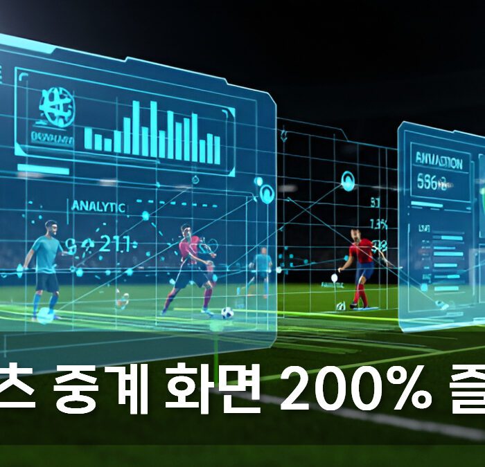 스포츠 중계 화면을 표현한 초현대적인 UI